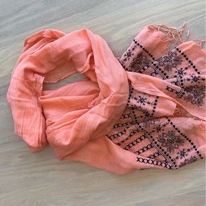 Prana fringed and embroidered scarf/wrap.